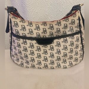 Dooney & Bourke Cream and Black Logo Shoulder Bag
